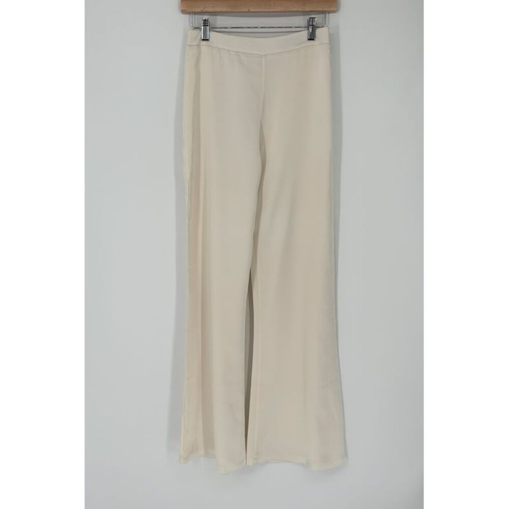 Karina Grimaldi Ivory Satin Wide Leg Pants